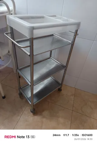 Carrito auxiliar metálico con ruedas