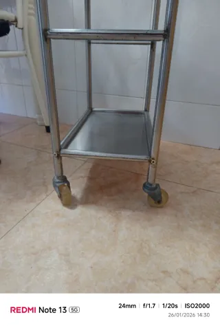 Carrito auxiliar metálico con ruedas