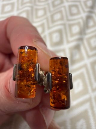 Anillo y pendientes ámbar y plata