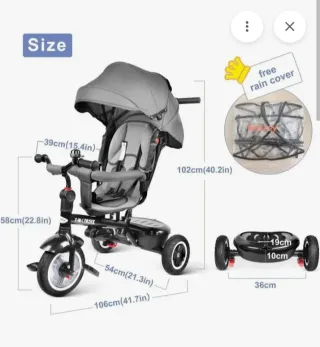 Triciclo Evolutivo 7 en 1 Gris