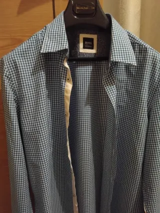 Camisa Hugo Boss Talla M Cuadros Azul