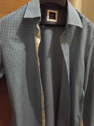 Camisa Hugo Boss Talla M Cuadros Azul