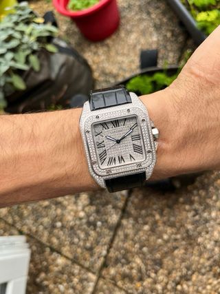 Cartier Santos Diamantes Plata y Negro