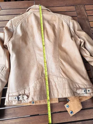 Cazadora cuero mujer beige/marrón