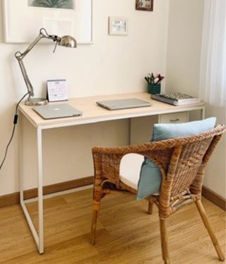 Escritorio madera y metal blanco 120cm