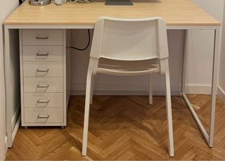 Escritorio madera y metal blanco 120cm