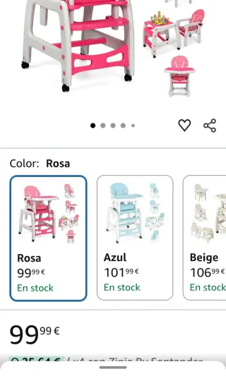 Trona Evolutiva COSTWAY 5 en 1 Rosa, es igual