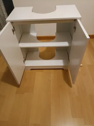 Mueble de baño blanco para lavabo con pedestal