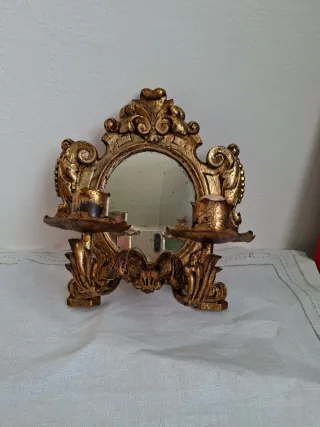 Applique specchio portacandele antiquariato legno