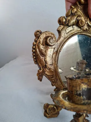 Applique specchio portacandele antiquariato legno