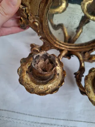 Applique specchio portacandele antiquariato legno