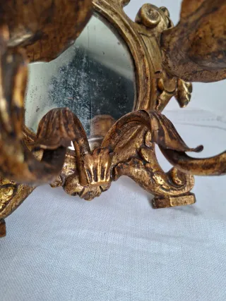 Applique specchio portacandele antiquariato legno