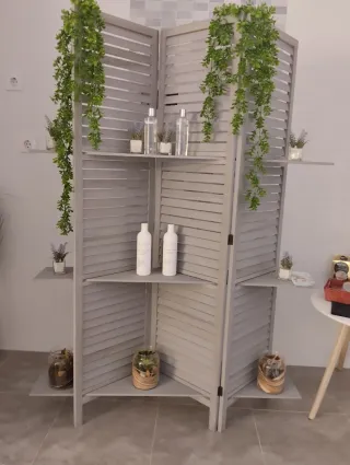 Biombo Plegable Madera Decorativo Gris