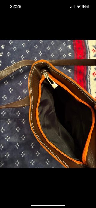 Bolso bandolera piel vuelta naranja