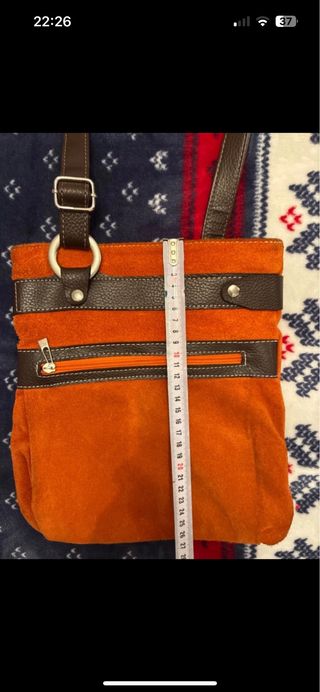 Bolso bandolera piel vuelta naranja