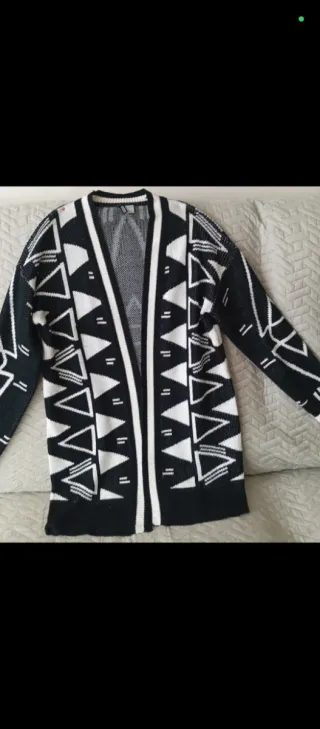 Chaqueta larga geométrica mujer sin cierre