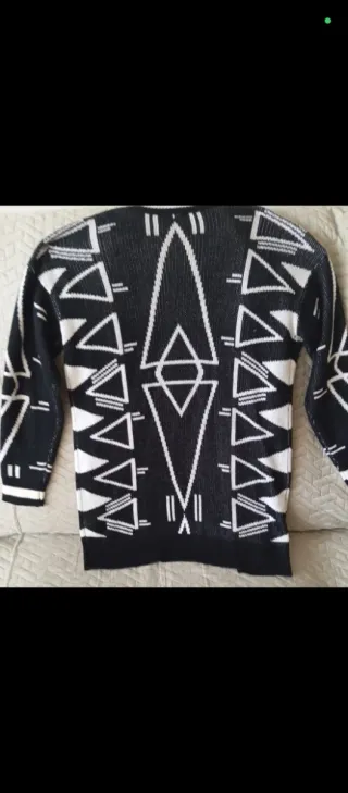 Chaqueta larga geométrica mujer sin cierre