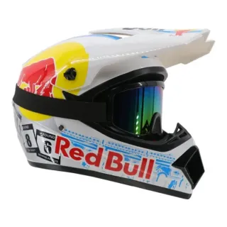 Casco Motocross Red Bull con Gafas (Nuevo) Blanco
