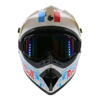 Casco Motocross Red Bull con Gafas (Nuevo) Blanco