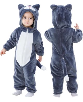 Pijama Entero Bebé Gato Gris