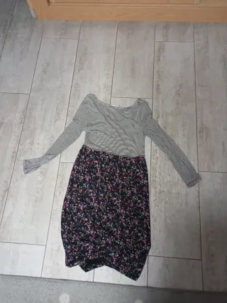 Vestido largo rayas y flores