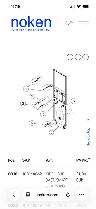 Bastidor bidé suspendido Noken