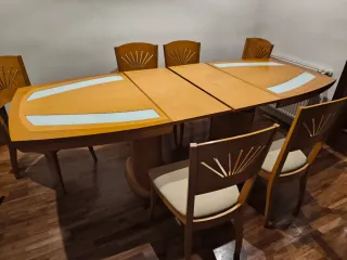 Mesa comedor extensible + 6 sillas madera