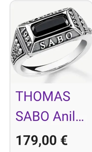 Anillo Thomas Sabo Talla 58 con onix plata 925