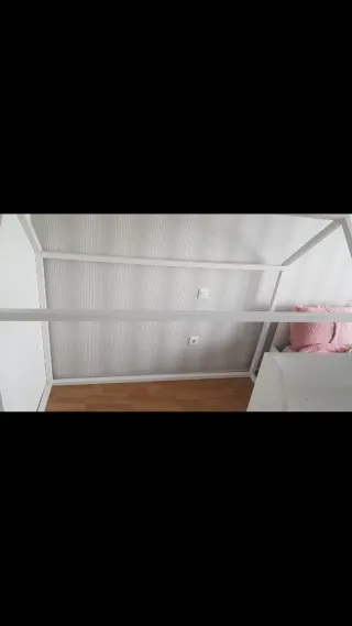 Cama casita madera blanco