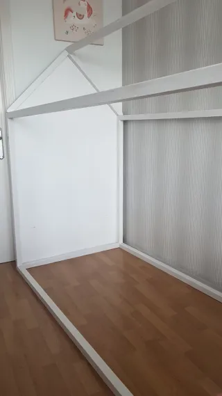 Cama casita madera blanco