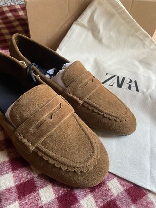 Mocasines Zara Serraje Marrón Sin Estrenar