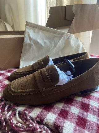 Mocasines Zara Serraje Marrón Sin Estrenar