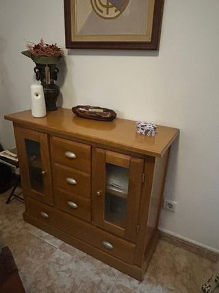 URGENTE **********Mueble auxiliar madera y cristal