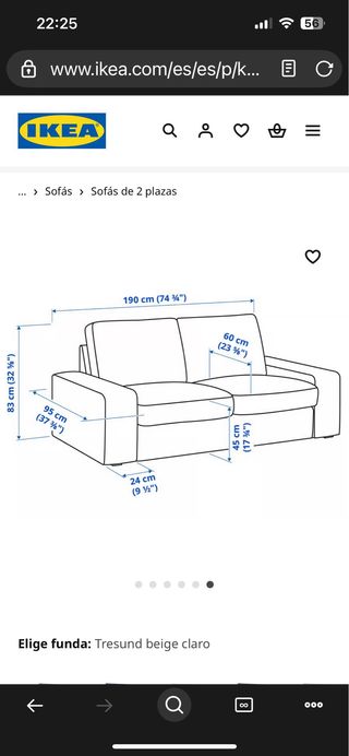 Sofá KIVIK IKEA 2 plazas beige