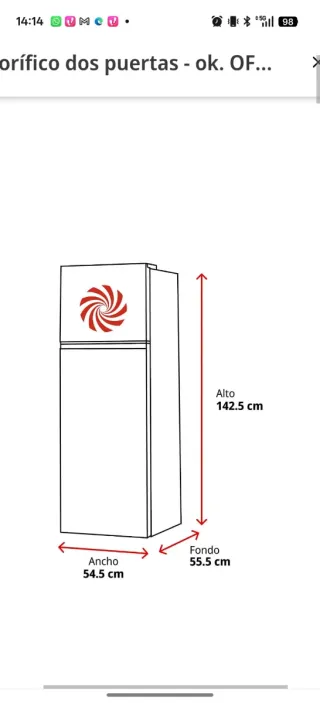 Nevera OK. 1 año de uso, en garantía