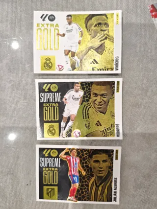 Cartas Panini Extra Gold Vinicius Mbappé y Julián