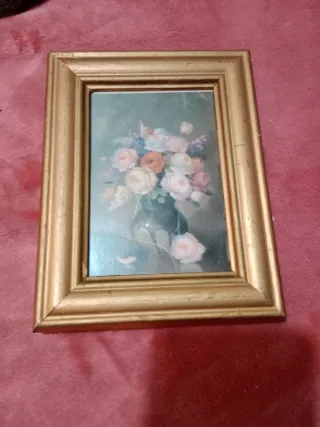 PRECIO NEGOCIABLE  Cuadro Flores Marco Dorado