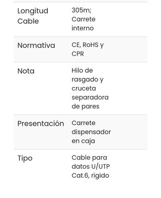 Cavo UTP Cat6 CCA rigido LSZH grigio 271m