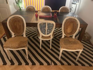 6 Sillas Luis XVI Madera y Yute