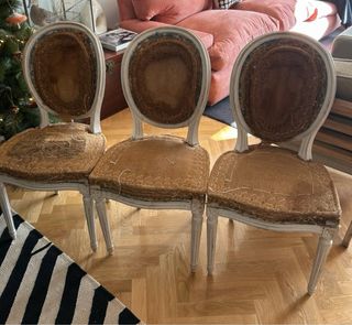 6 Sillas Luis XVI Madera y Yute