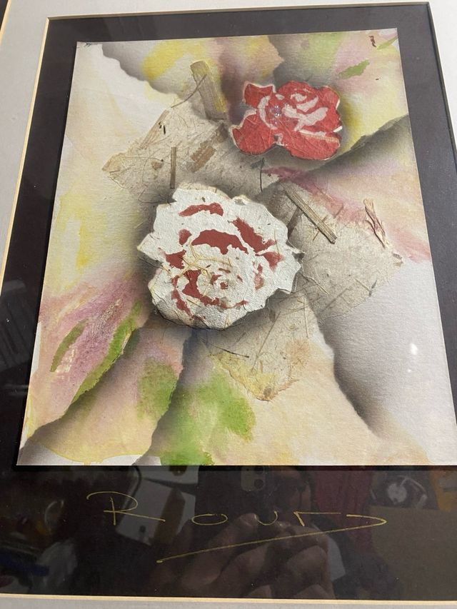 Pintura floral abstracta de rosas obra original.