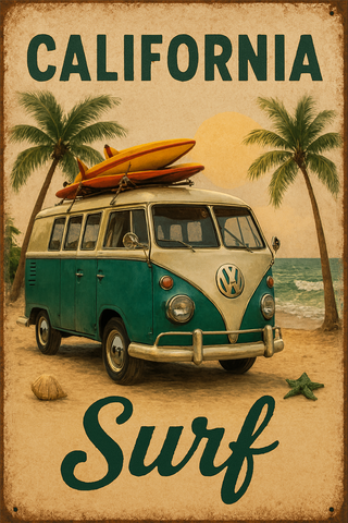 Chapa Vintage Surf California 20x30cm