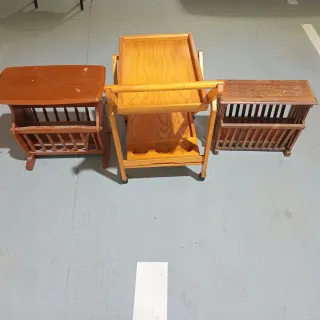 2 Revisteros y 1 Carrito Bebidas Madera