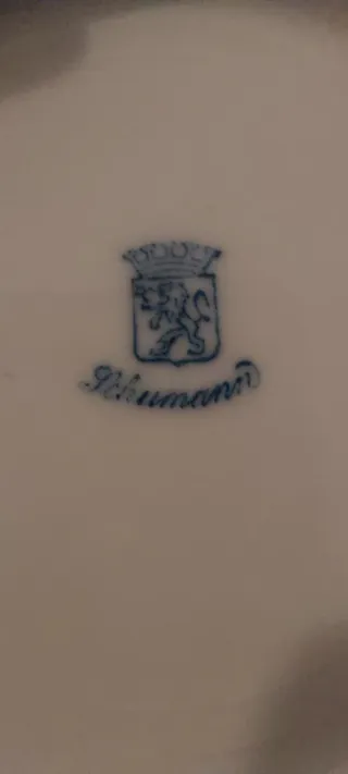 Plato de porcelana Schumann con borde dorado