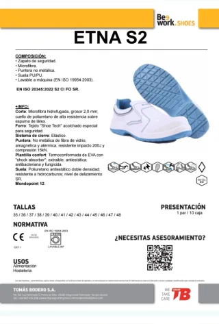 Zapato Laboral de seguridad ETNAS2 T41 BEEWORK