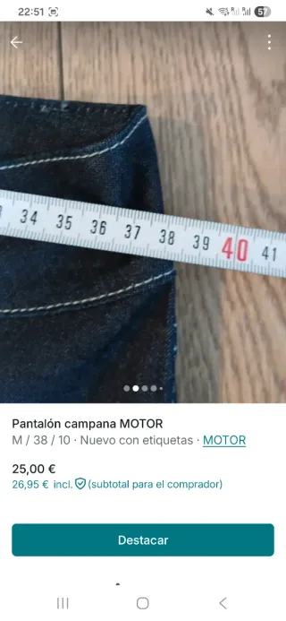 Pantalón campana vaquero MOTOR azul Talla M