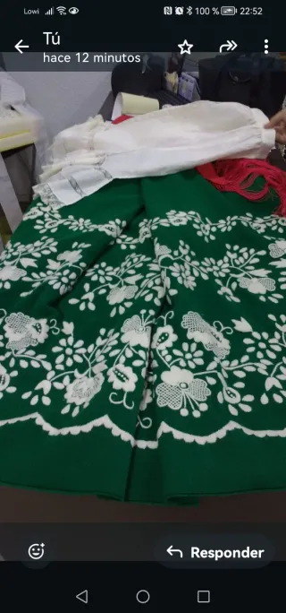 Refajo Huertana Verde Bordado 4 metros