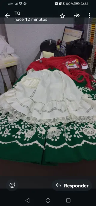 Refajo Huertana Verde Bordado 4 metros