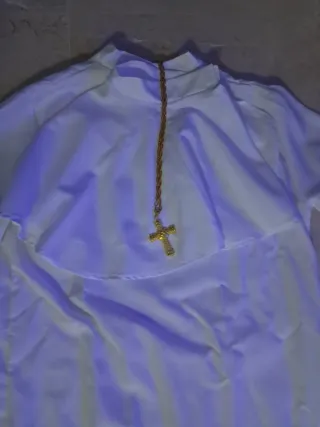 Disfraz Papa Túnica Blanca Cruz Dorada