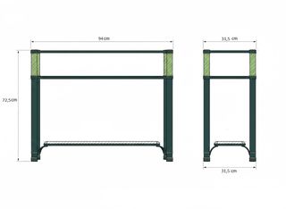 Consola de cristal y metal con espejo